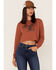 Image #2 - Shyanne Women's Eagle Graphic Cropped Sweatshirt, Chestnut, hi-res