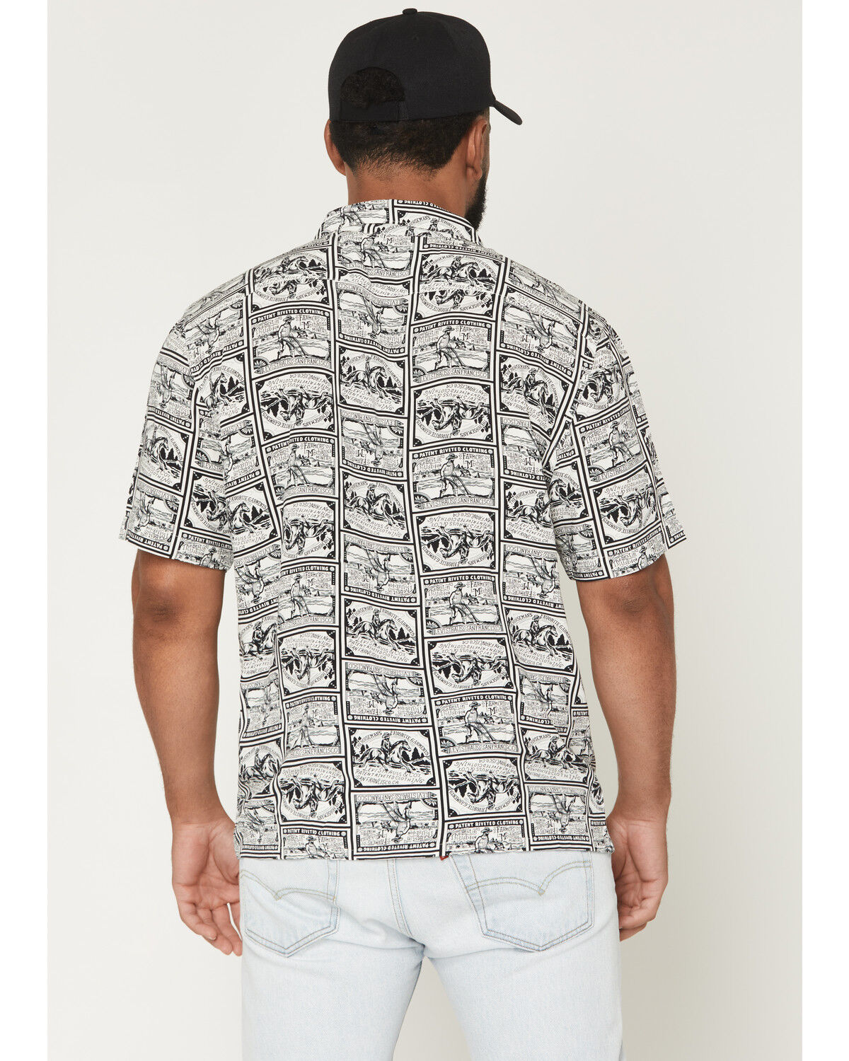 Image #4 - Levi's Men's Camper Miner Niner Heritage Short Sleeve Button-Down Western Shirt, Black, hi-res