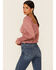 Image #4 - Sadie & Sage Women's Rachel Smocked Long Sleeve Top, Mauve, hi-res