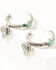 Image #1 - Shyanne Women's Antique Silver Cactus Hoop Earrings , Silver, hi-res