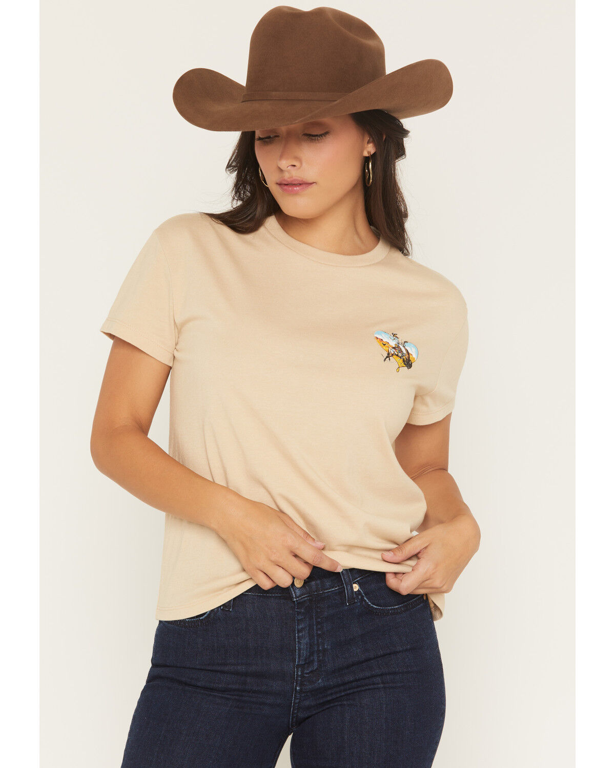 Image #2 - Hooey Women's Heart Cowboy Short Sleeve Graphic Tee, Tan, hi-res