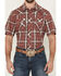 Image #3 - Wrangler Retro Men's Plaid Print Short Sleeve Snap Western Shirt, Burgundy, hi-res