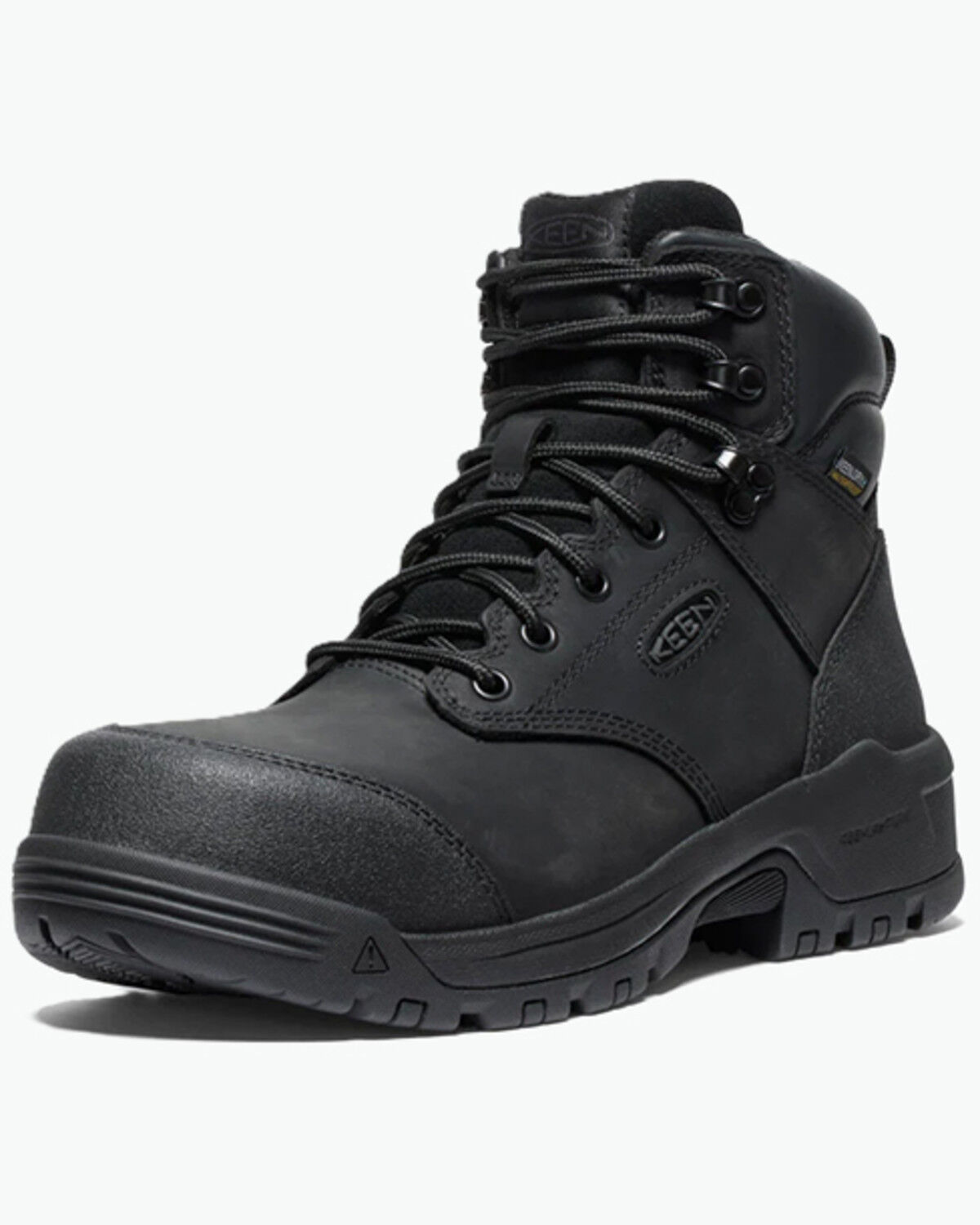Image #2 - Keen Men's Evanston Waterproof Work Boots - Carbon toe, Black, hi-res