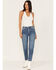 Image #1 - Cleo + Wolf Women's High Rise Straight Dark Wash Denim Jeans, Dark Medium Wash, hi-res