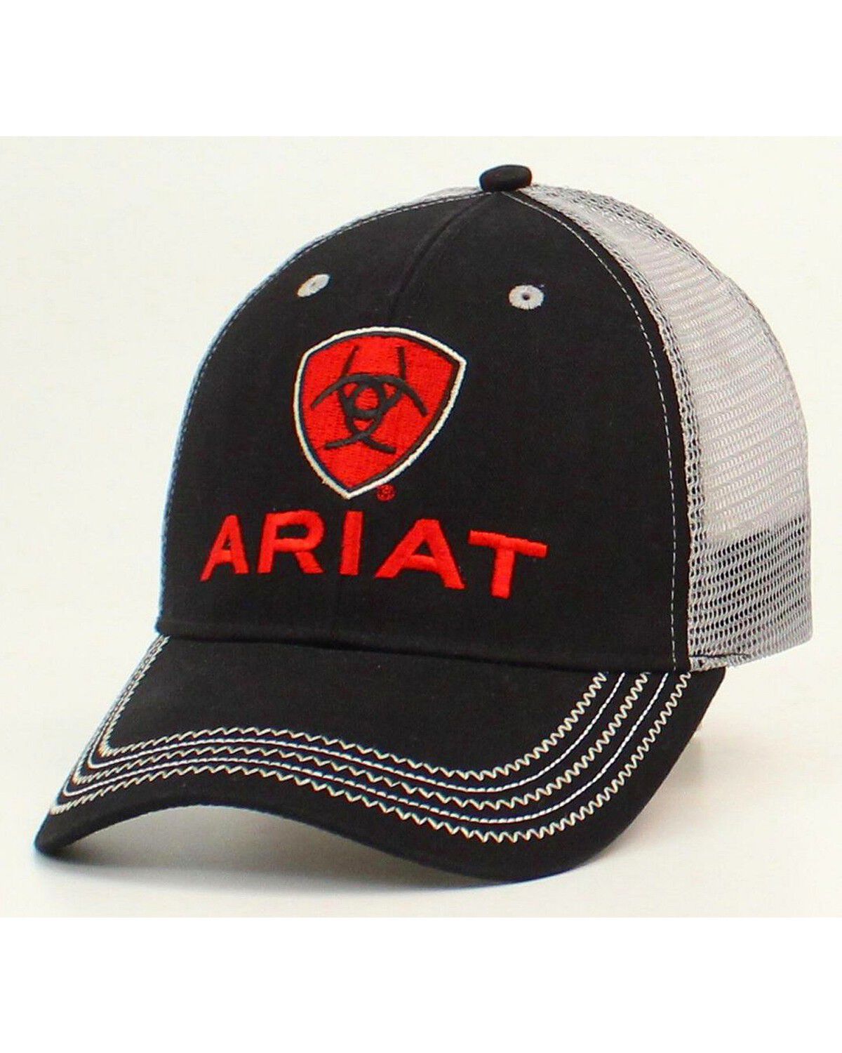 Image #1 - Ariat Men's Rumblin Ball Cap, Black, hi-res
