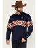 Image #1 - RANK 45&reg; Men's Border Striped Rugby Polo Shirt, Navy, hi-res