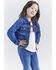 Image #3 - Wrangler® X Barbie™ Girls' Medium Wash Zip-Up Logo Denim Jacket , Medium Wash, hi-res