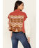 Image #4 - Miss Me Women's Striped Color Block Cropped Shacket , Red, hi-res