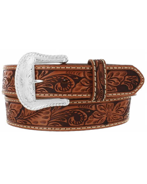 Image #2 - Tony Lama Men's Tooled leather Belt, Tan, hi-res