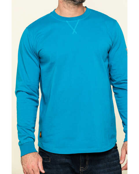 Image #4 - Hawx Men's Teal Sleeve Logo Long Sleeve Work T-Shirt , Teal, hi-res