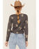 Image #4 - Cleo + Wolf Women's Calvin Floral Embroidered Long Sleeve Thermal Shirt, Charcoal, hi-res