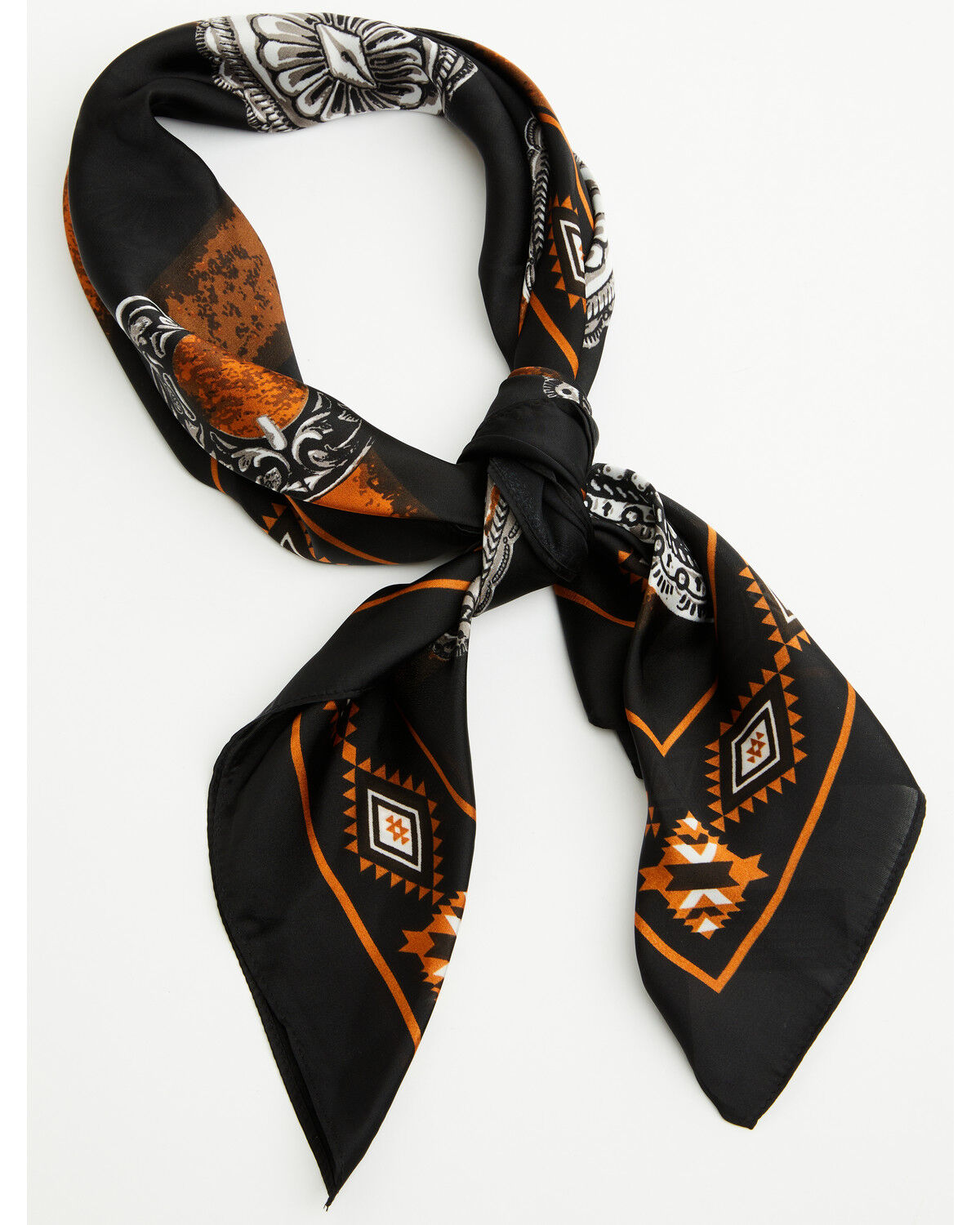 Shyanne Women's Delta Concho Buckle Printed Wild Rag, Black, hi-res