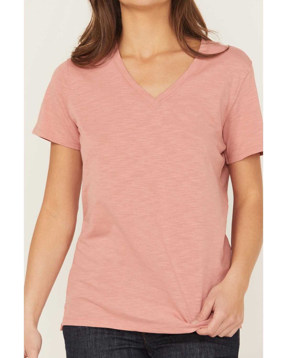Image #3 - Carhartt Women's TENCEL&trade; Fiber Series Relaxed Fit Short Sleeve V-Neck Shirt, Rose, hi-res