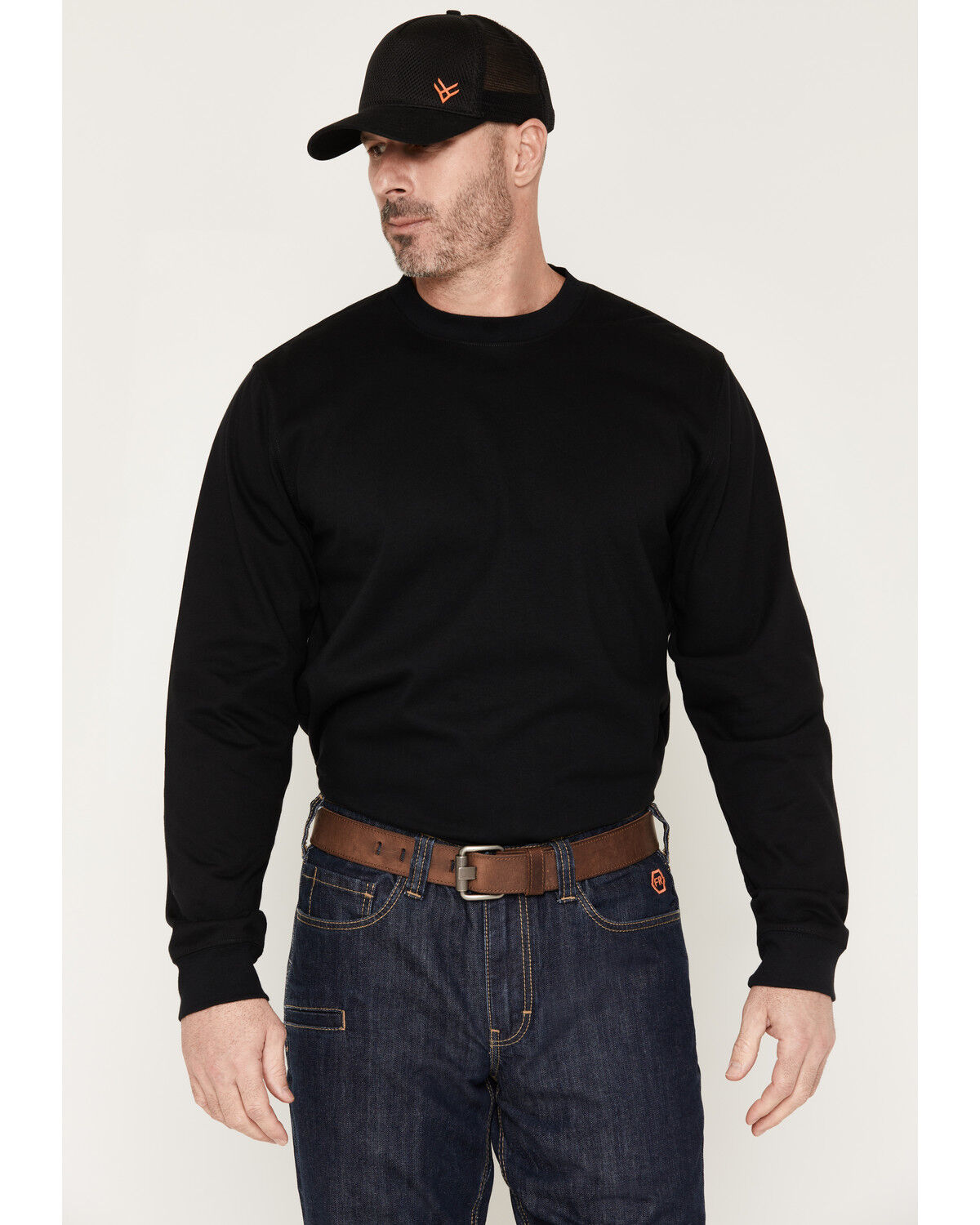 Image #2 - Hawx Men's FR Solid Hawk Long Sleeve Graphic Work T-Shirt, Black, hi-res