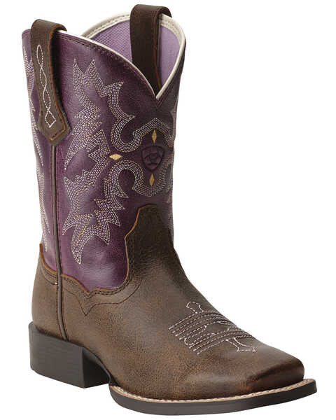 Image #1 - Ariat Little Girls' Tombstone Boots - Square Toe, Bomber, hi-res