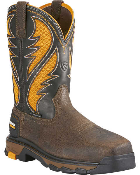 Image #1 - Ariat Men's Intrepid VentTEK Comp Toe Pull-On Safety Work Boots, Brown, hi-res