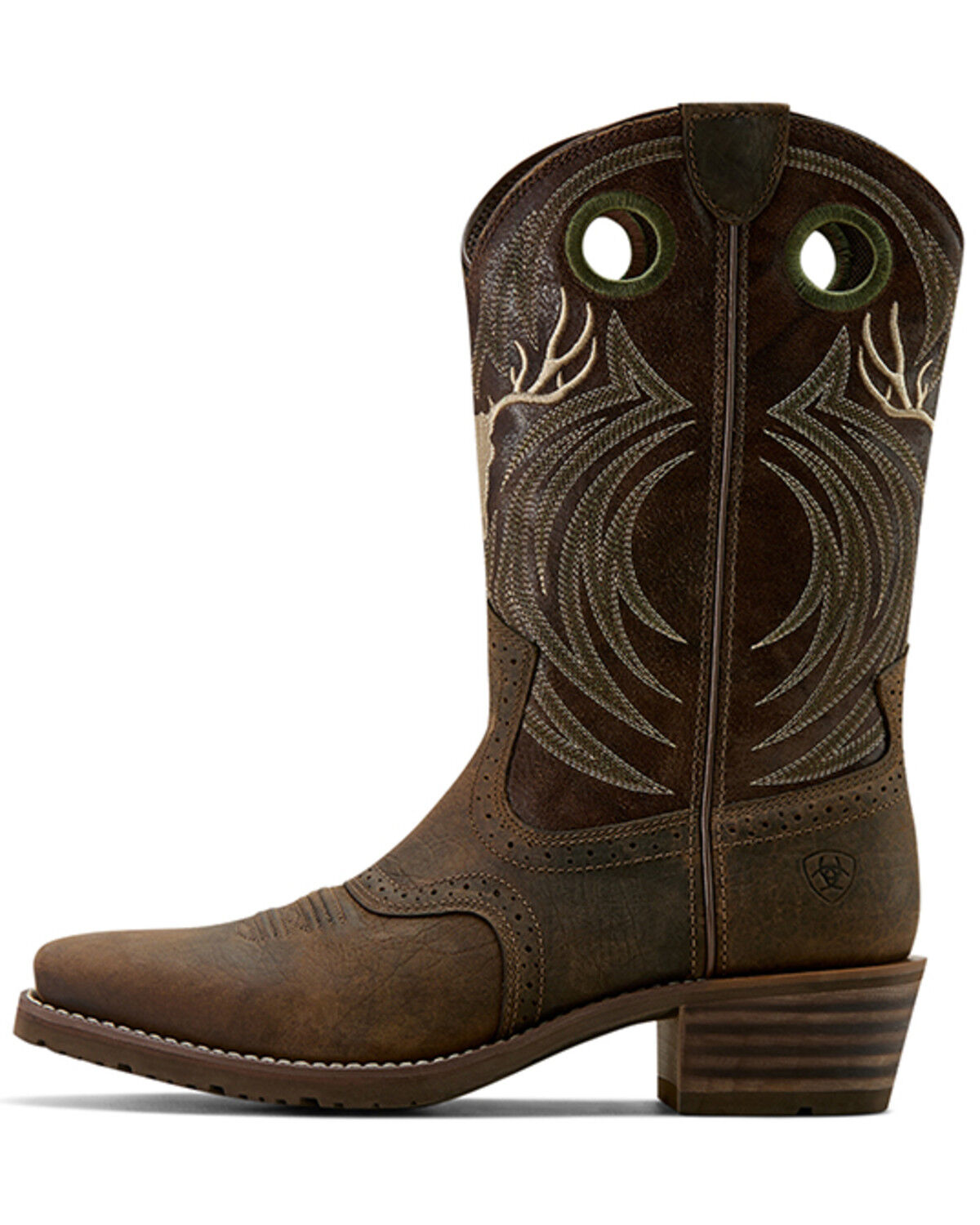 Image #2 - Ariat Men's Hybrid Roughstock Antler Performance Western Boots - Square Toe, Taupe, hi-res