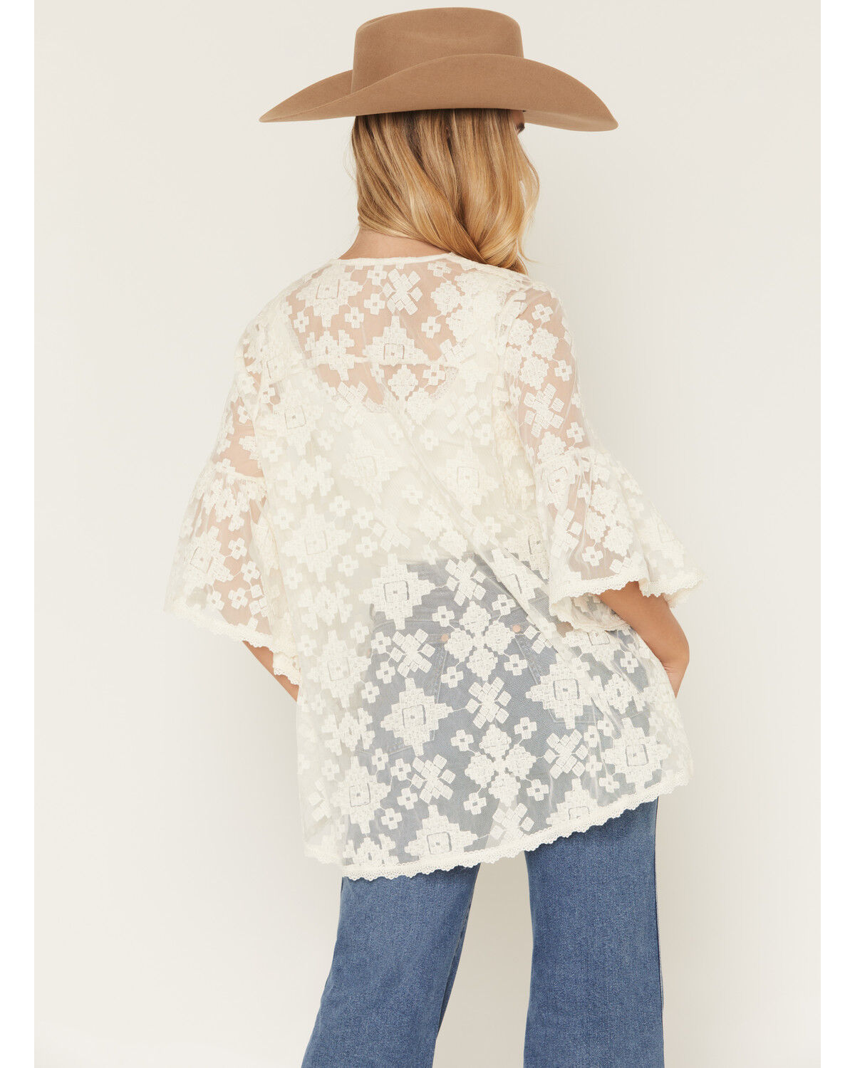 Image #5 - Shyanne Women's Hester Lace Flutter Sleeve Kimono, Black, hi-res