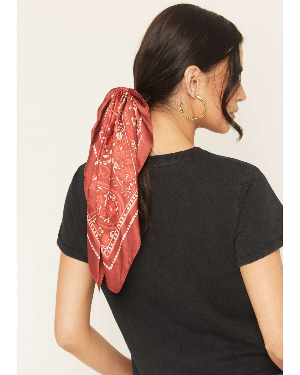 Idyllwind Women's Peyton Bandana Print Hair Tie Set - 2 Piece, Dark Red, hi-res