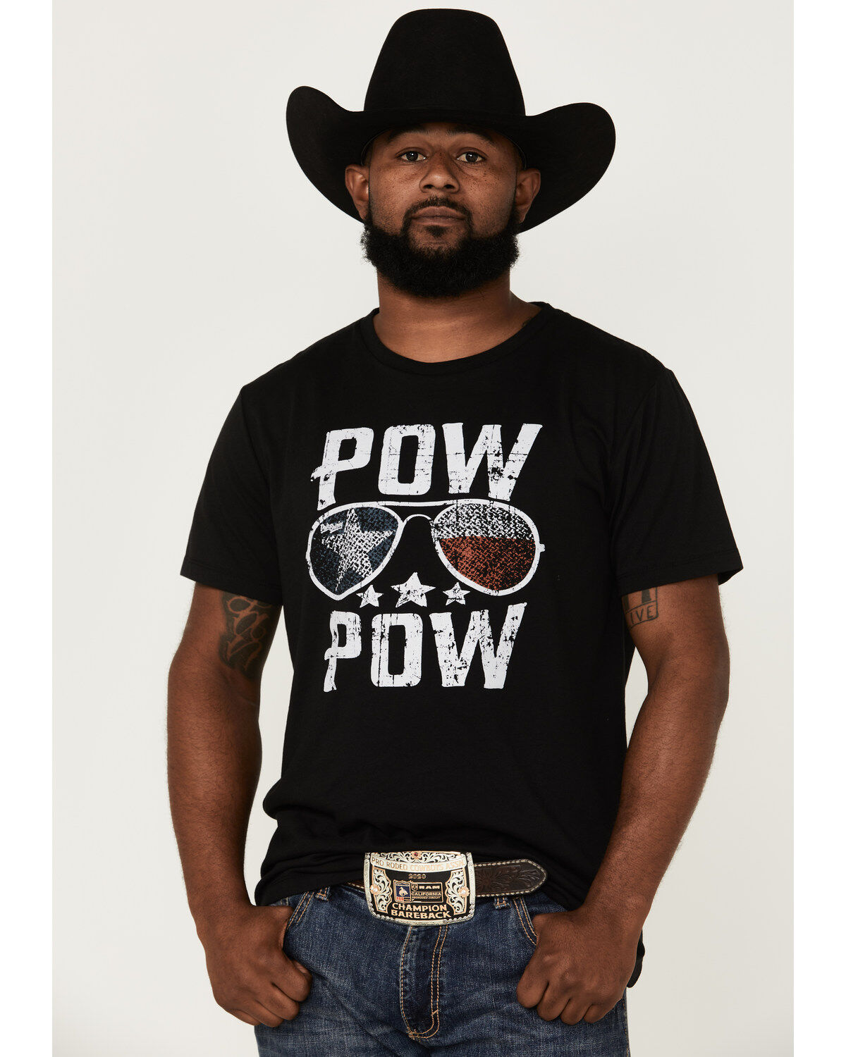 Image #1 - Dale Brisby Men's Pow Pow Sunglasses Graphic Short Sleeve T-Shirt, Black, hi-res