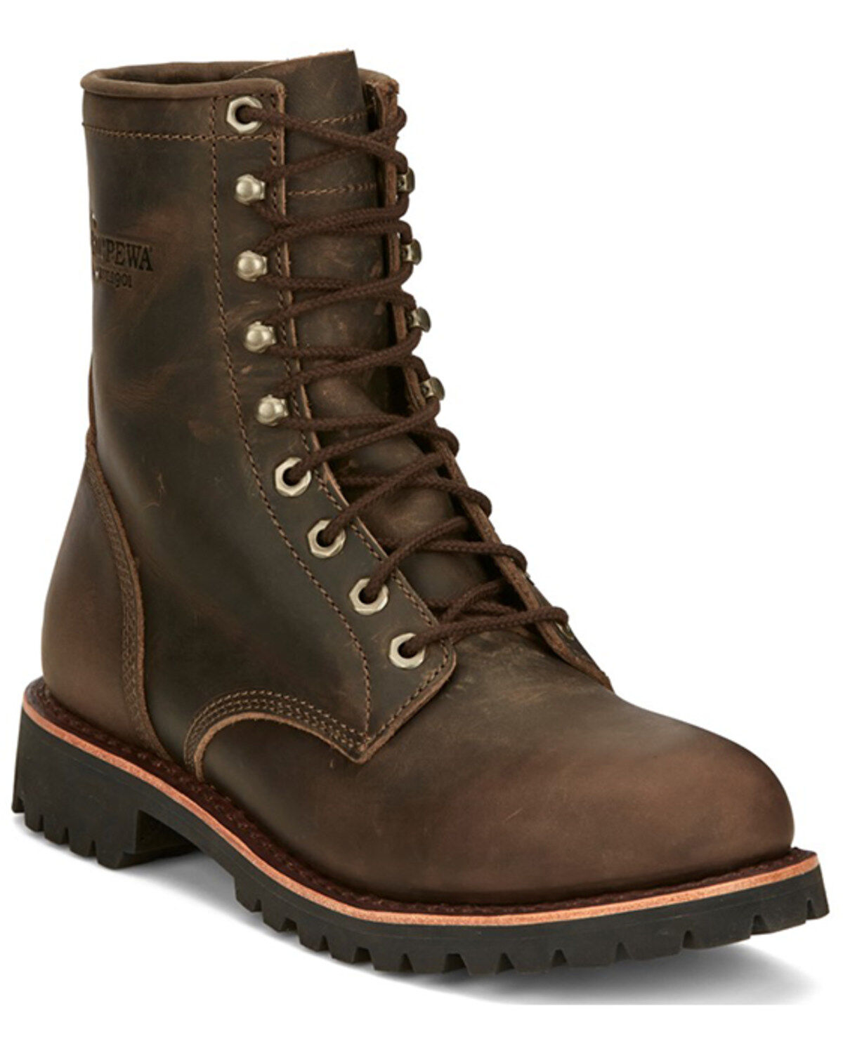 Chippewa Men's Wood Classic 2.0 8" Lace-Up Soft Work Boots - Round Toe, Bark, hi-res