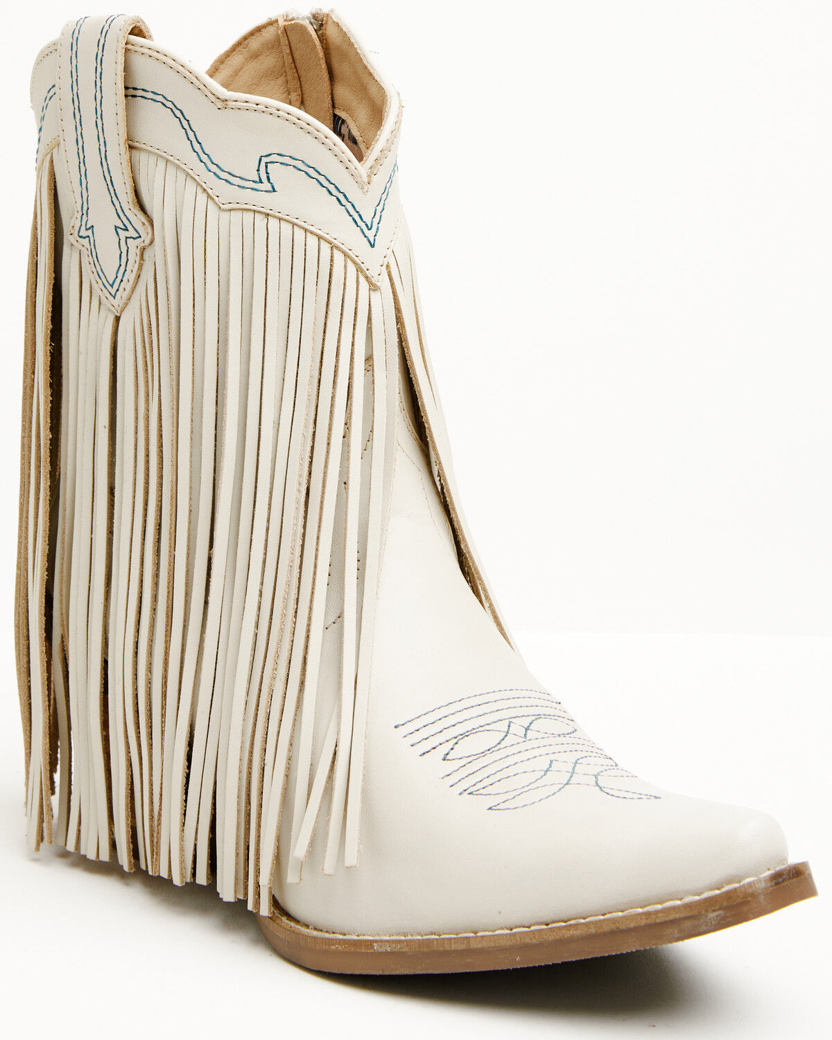Idyllwind Women's Fringe with Benefits Western Booties - Snip Toe, White, hi-res