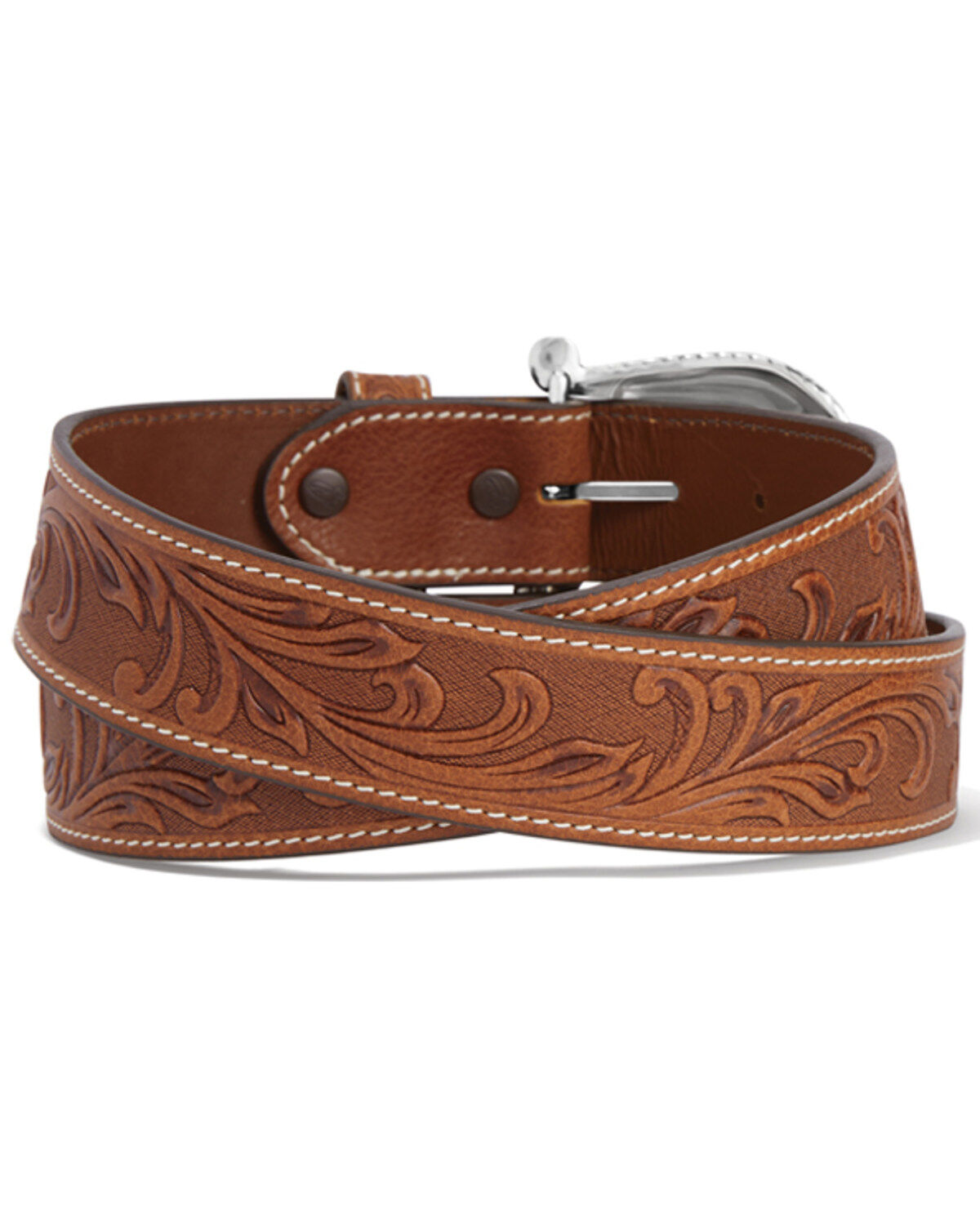 Image #2 - Tony Lama Women's Tan Paris Vine Tooled Leather Belt, Tan, hi-res