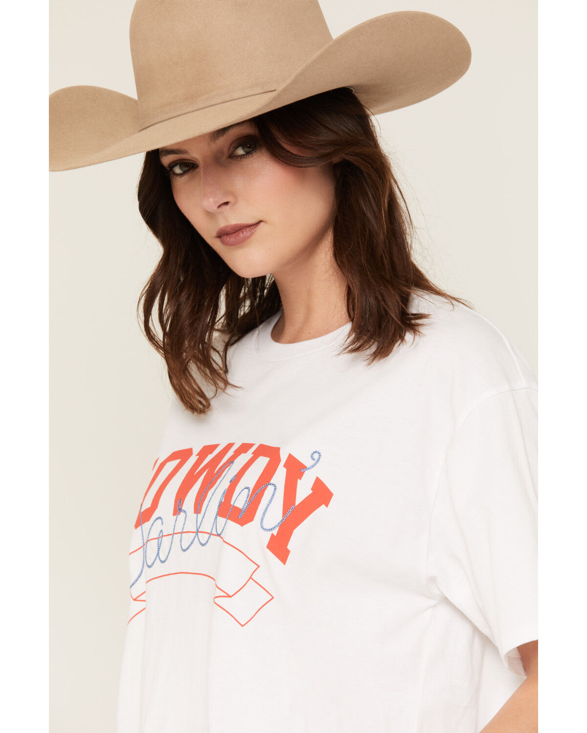 Image #2 - White Crow Women's Howdy Darlin' Embroidered Short Sleeve Graphic Tee, White, hi-res