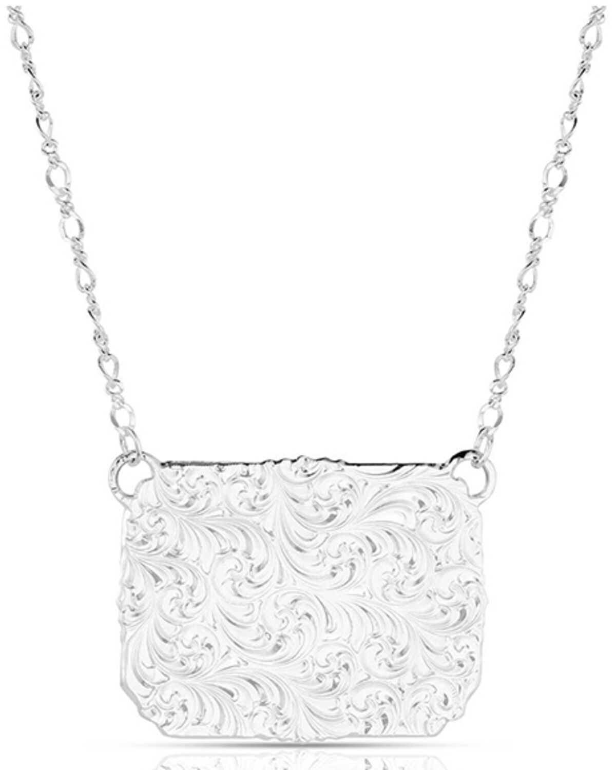 Image #2 - Montana Silversmiths Women's Western Buckle Necklace with Longhorn, Silver, hi-res