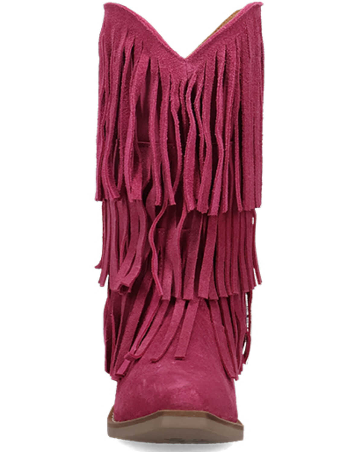 Image #4 - Dingo Girls' Wild Child Suede Fringe Western Boots - Snip Toe, Pink, hi-res