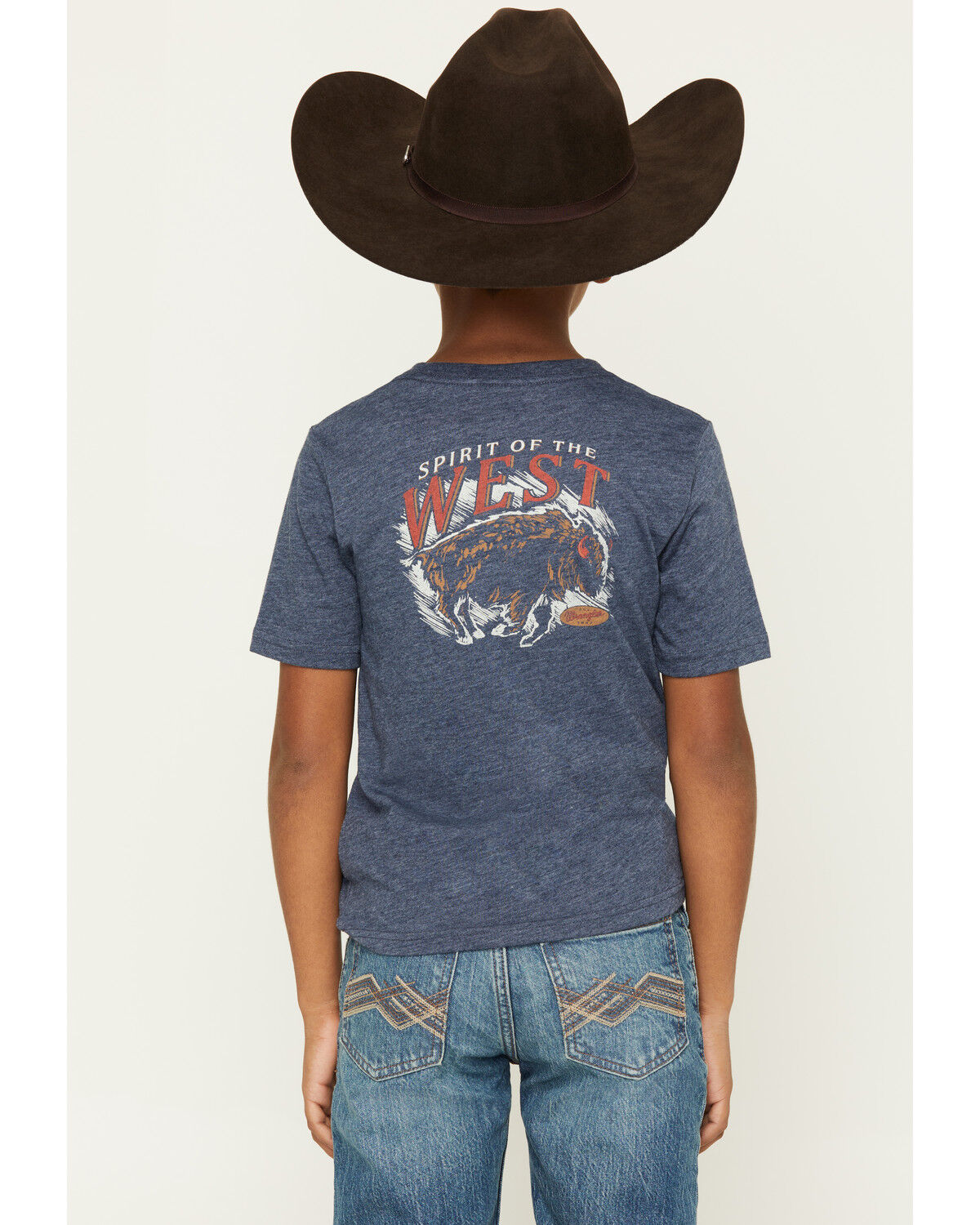 Image #1 - Wrangler Boys' Spirit Of The West Buffalo Short Sleeve Graphic T-Shirt, Blue, hi-res