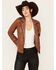 Image #1 - Maurtius Leather Women's Studded Leather Jacket , Tan, hi-res