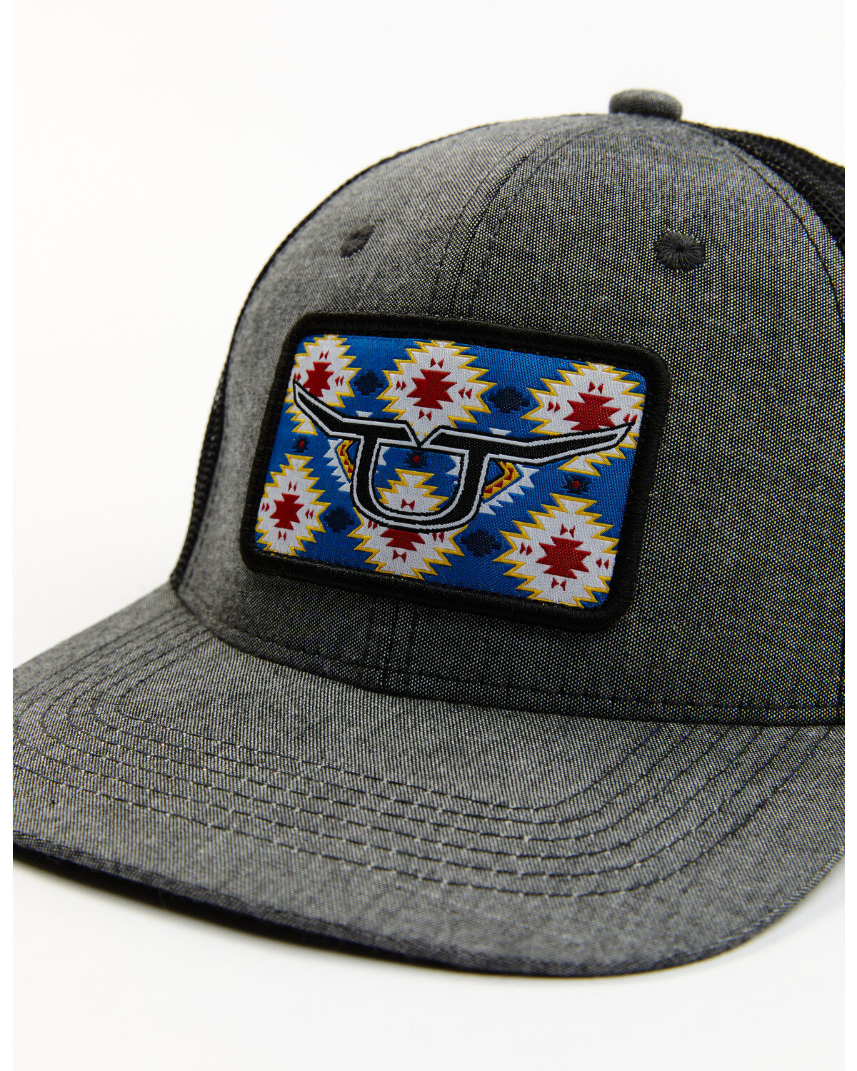 Image #2 - RopeSmart Men's Southwestern Rec Patch Mesh-Back Gray Ball Cap, Grey, hi-res
