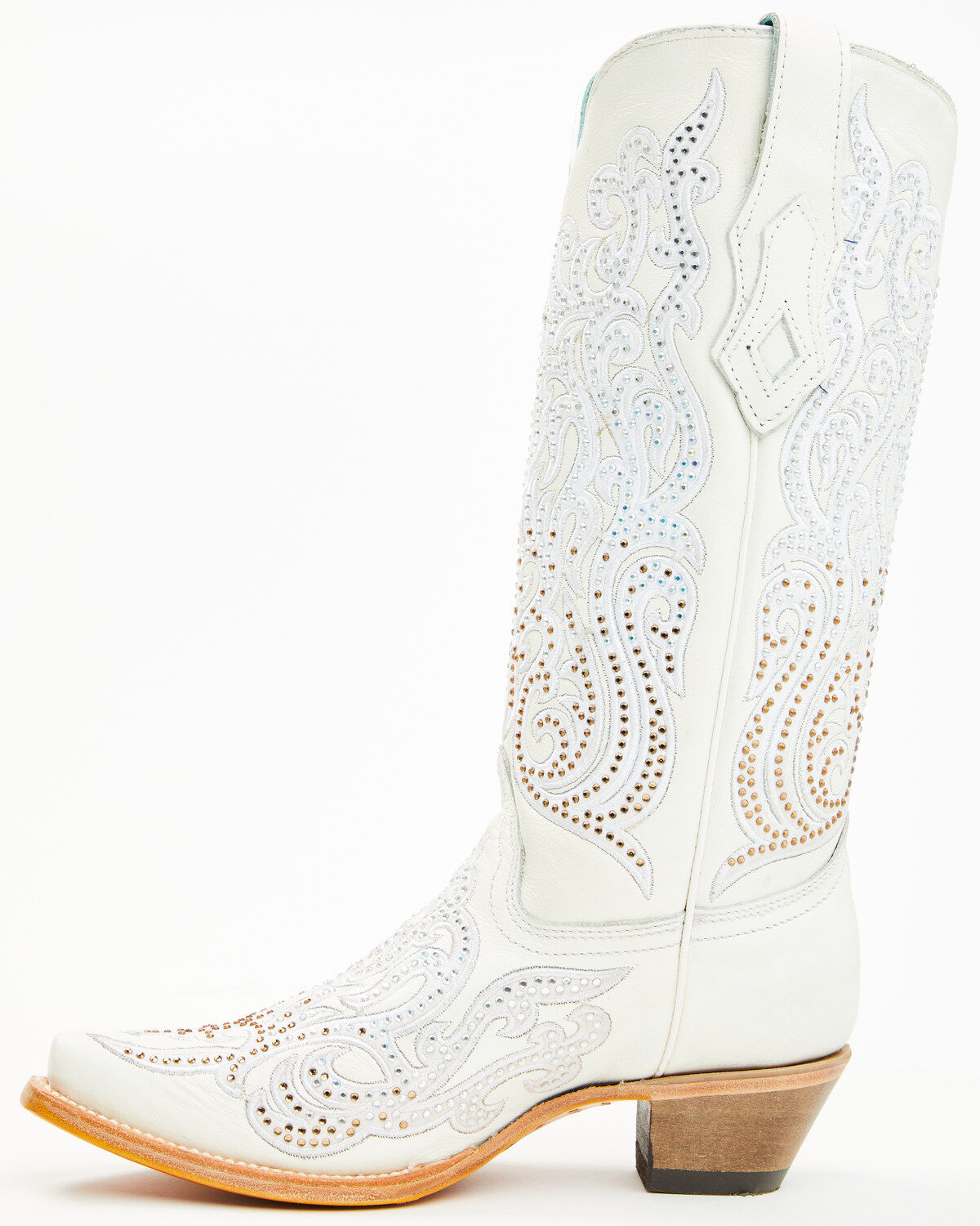Image #3 - Corral Women's Crystal Embroidered Western Boots - Snip Toe, White, hi-res