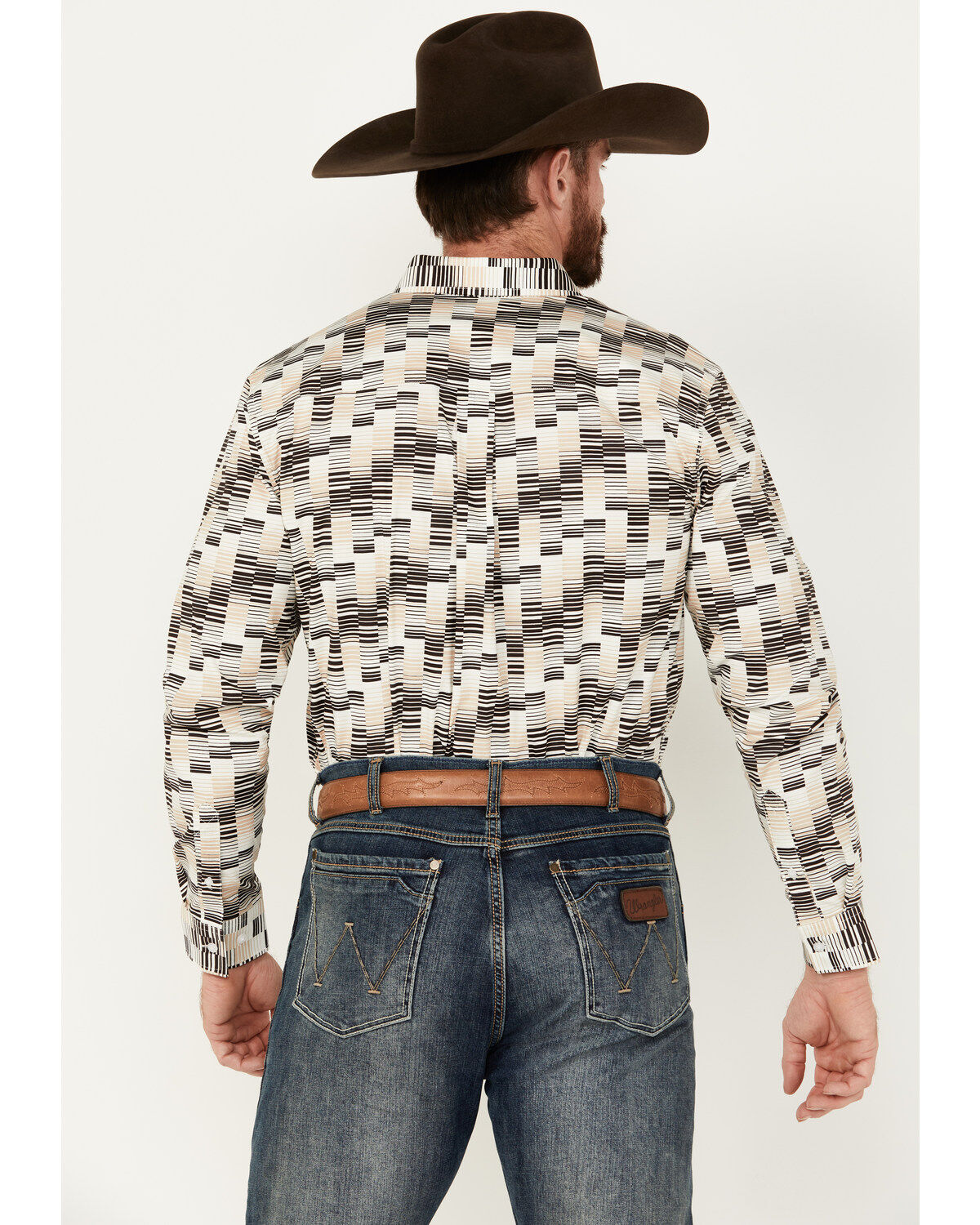 Image #4 - RANK 45&reg; Men's Geo Print Long Sleeve Button-Down Western Shirt, Black, hi-res