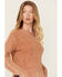 Image #2 - Cleo + Wolf Women's Clark Acid Wash Cable Knit Sweater, Caramel, hi-res