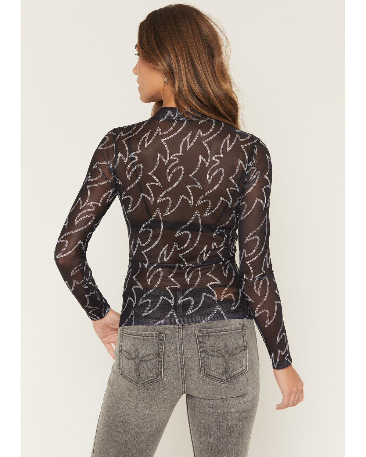 Image #4 - Blue B Women's Boot Stitch Mesh Long Sleeve Shirt, Black, hi-res