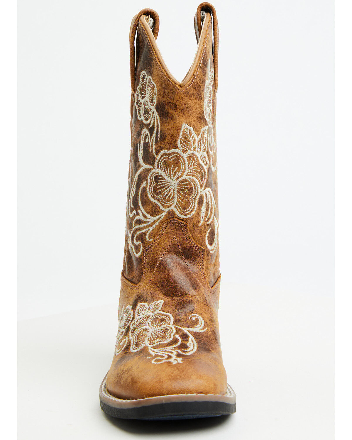 Image #4 - Shyanne Girls' Little Lasy Floral Embroidered Western Boots - Broad Square Toe, Tan, hi-res