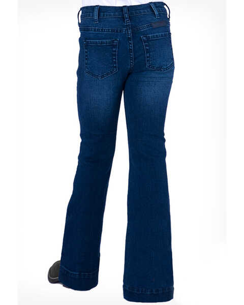 Image #1 - Cowgirl Tuff Girls' Medium Wash Flex Trousers , Blue, hi-res