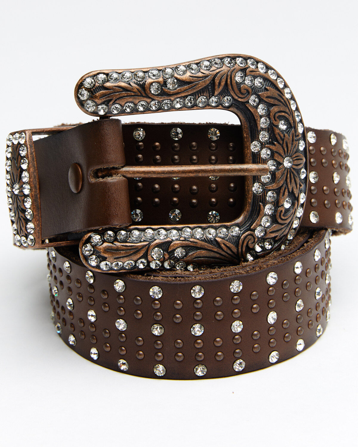 Shyanne Women's Triple Row Bling Belt, Brown, hi-res