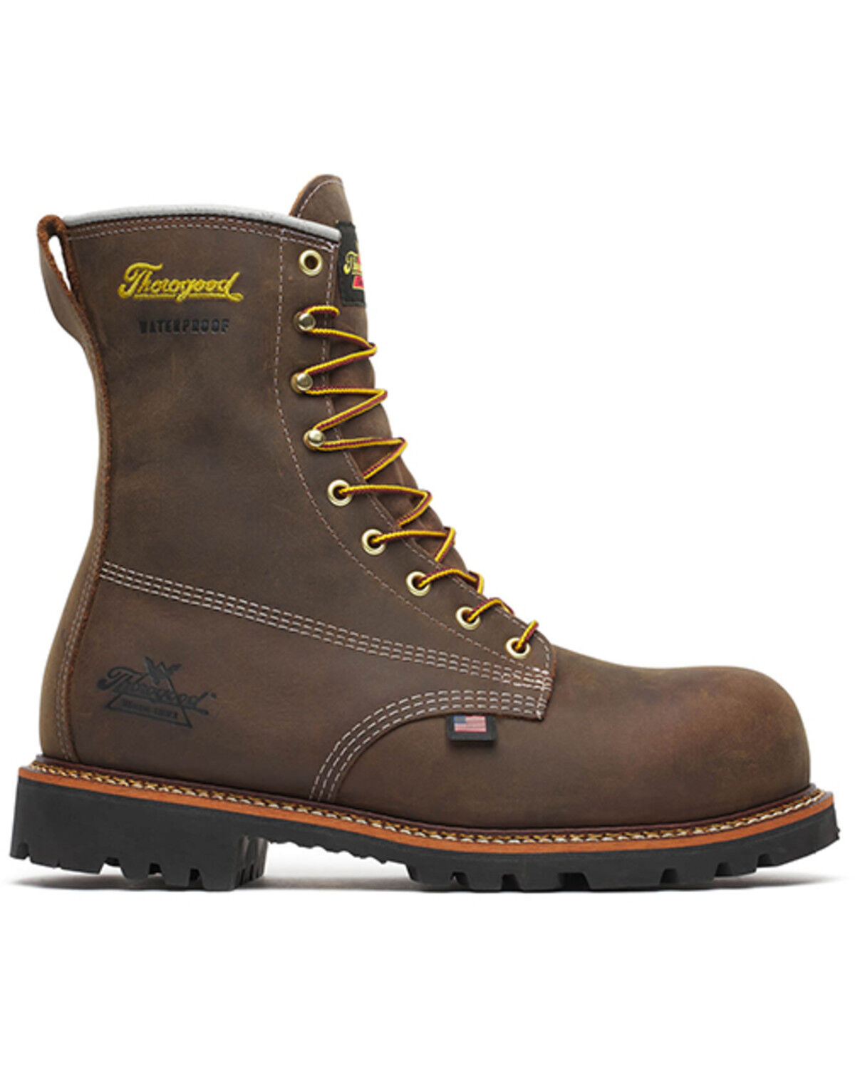 Image #2 - Thorogood Men's 8" American Legacy Waterproof Work Boots - Composite Toe, Brown, hi-res