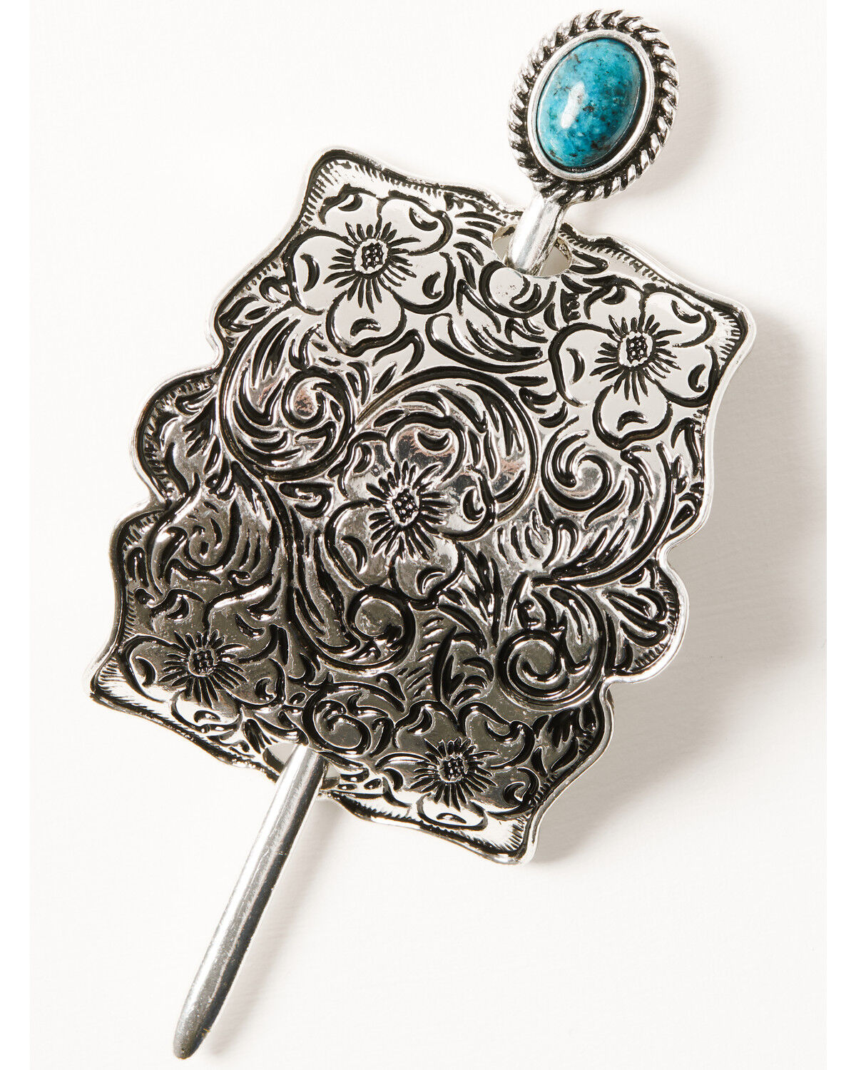 Image #2 - Shyanne Women's American Heritage Stamped Silver Ponytail Hair Pin, Silver, hi-res