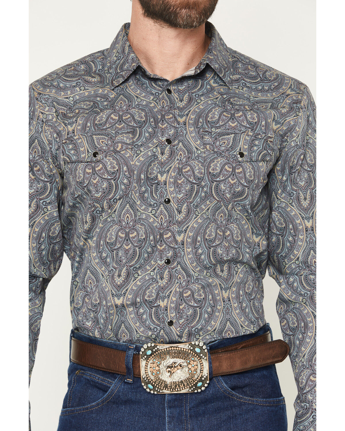 Image #3 - Gibson Trading Co Men's Paisley Power Paisley Print Long Sleeve Snap Western Shirt, Multi, hi-res