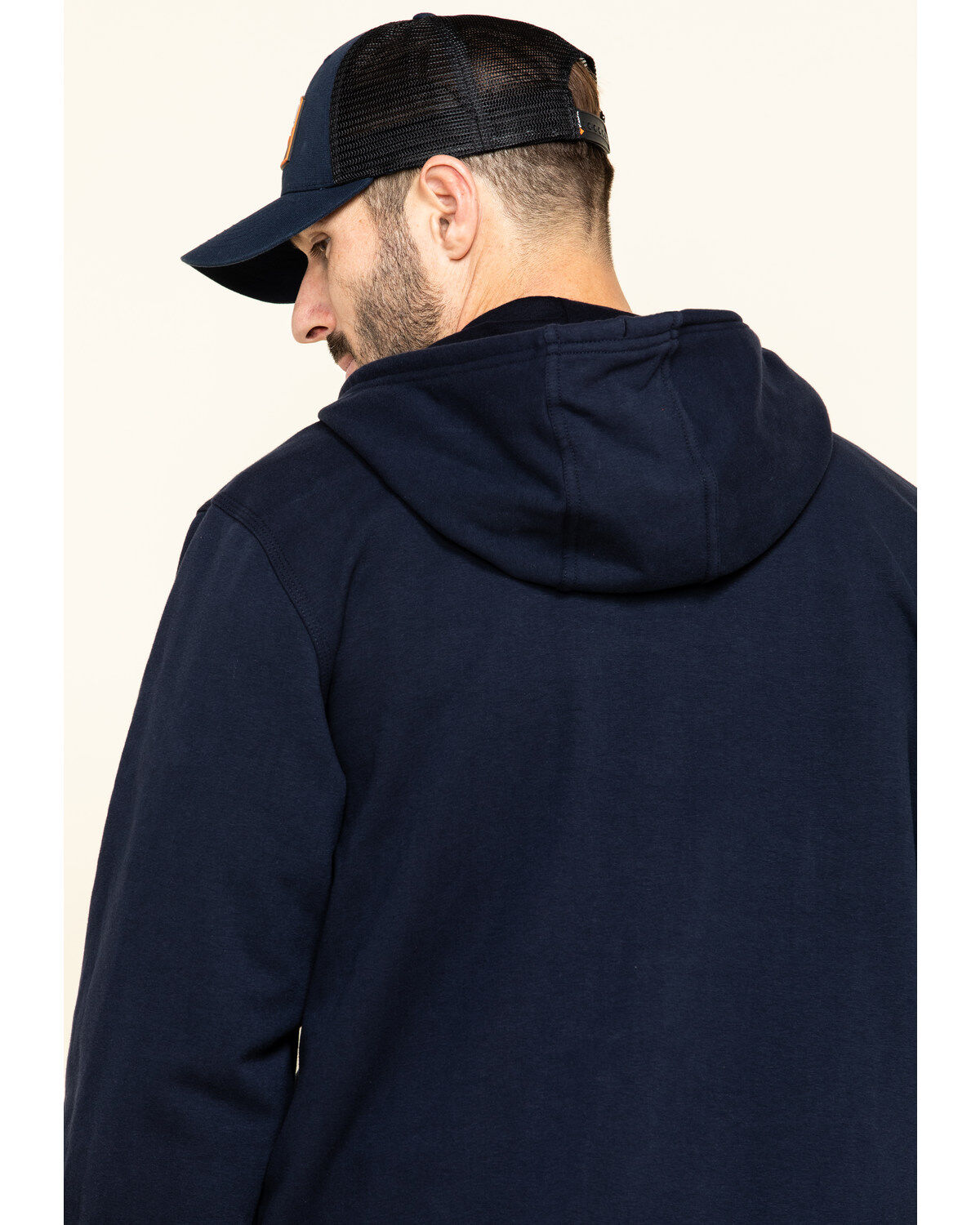 Image #5 - Hawx Men's FR Zip Up Fleece Hooded Work Hoodie, Navy, hi-res