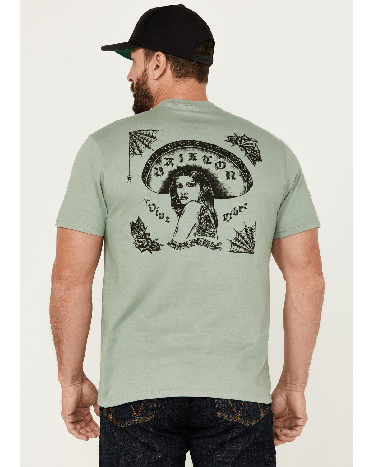 Image #1 - Brixton Men's Vive Libre Short Sleeve Graphic T-Shirt, Medium Green, hi-res