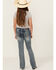 Image #4 - Shyanne Girls' Light Wash Steer Head Pocket Bootcut Stretch Denim Jeans, Medium Wash, hi-res