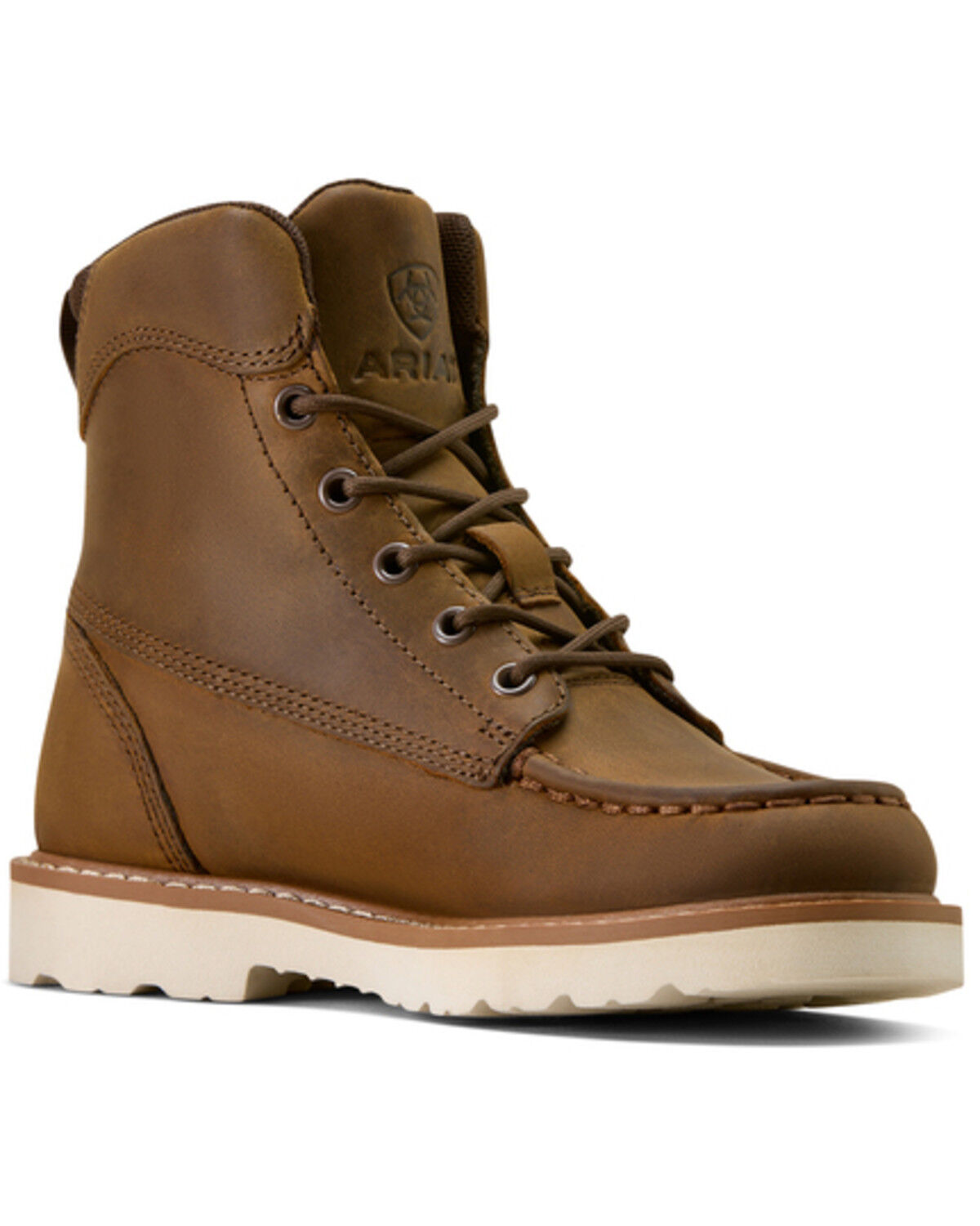 Image #1 - Ariat Boys' Lift Lacer Lace-Up Work Boots - Moc Toe, Distressed Brown, hi-res