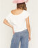 Image #4 - Goodie Two Sleeves Women's Dolly Rose Off The Shoulder Short Sleeve Tee, White, hi-res