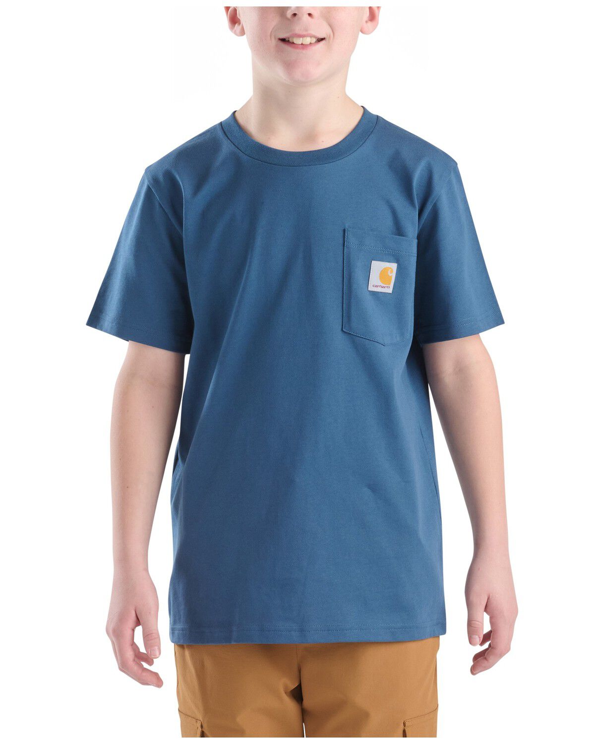 Carhartt Boys' Solid Short Sleeve Pocket T-Shirt, Navy, hi-res