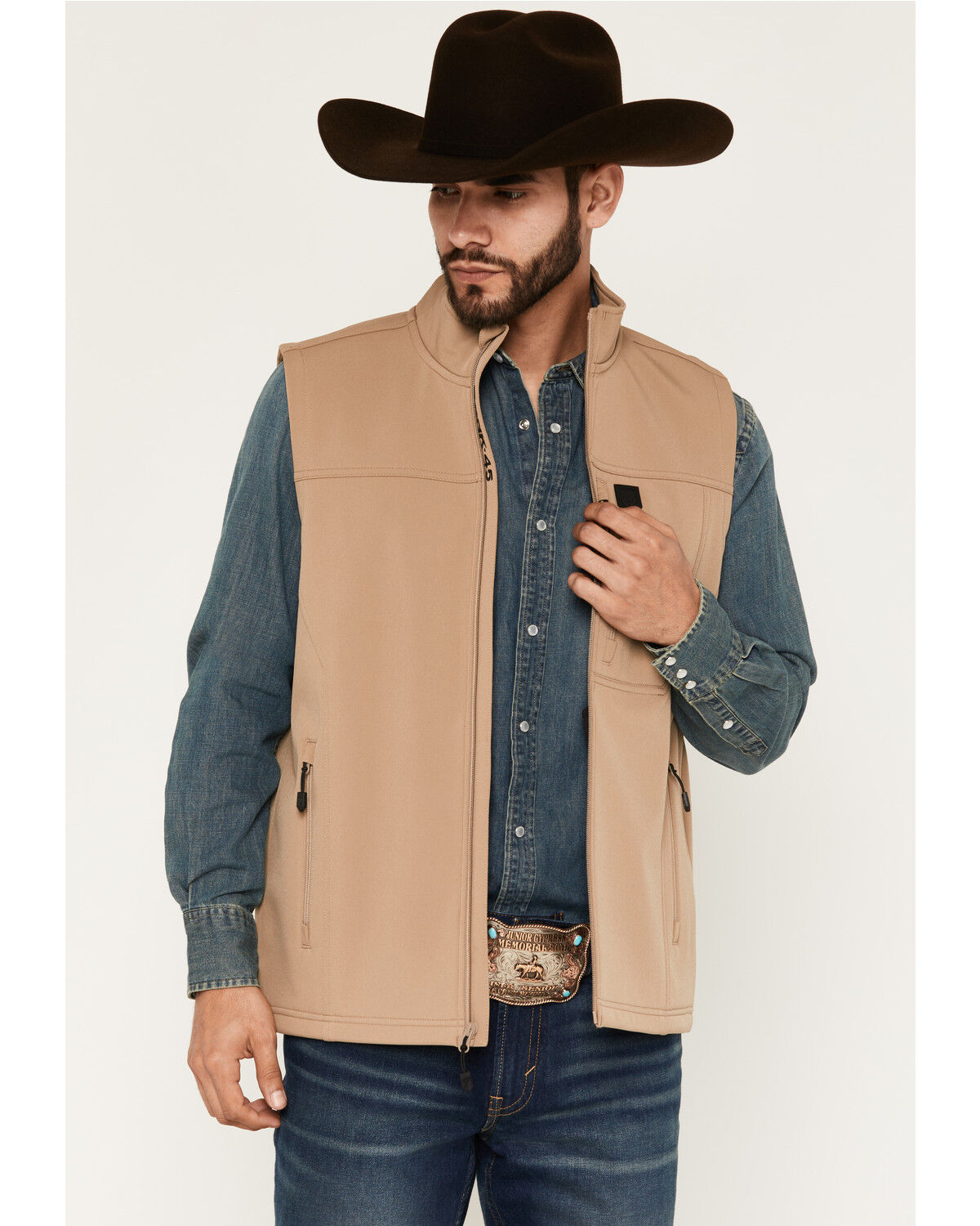 RANK 45&reg; Men's Ralington Softshell Vest - Big, Khaki, hi-res